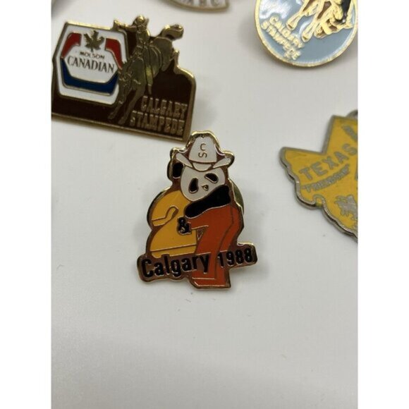 Vintage Western Pin Pendant Lot 8 Travel Canada Texas BC Alberta Rodeo Stampede - Picture 2 of 8